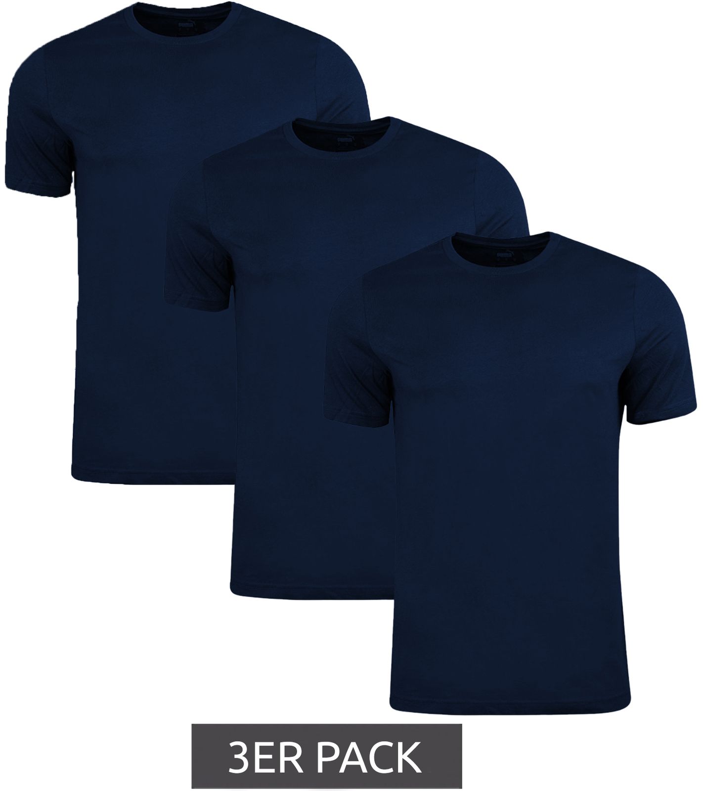 3-Pack PUMA Base Kids' Sports Shirt for Boys & Girls—Sustainable Cotton T-Shirt with Logo 678577 02 Dark Blue