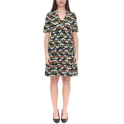Aniston CASUAL Damen Mini-Kleid ausgestelltes Sommerkleid im Retro-Look 8556 9430 Schwarz/Bunt