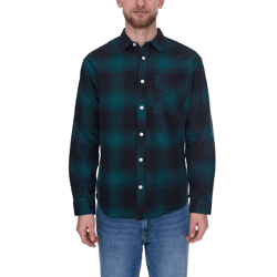 REDEFINED REBEL Herren Langarm-Hemd modisches Business-Shirt Baumwoll-Hemd im Karo-Muster Dunkelblau/Schwarz