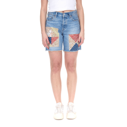 LEVI´S 501 90s Patchwork Damen Jeans-Shorts mit großen Patches Denim kurze Hose A19620012 Blau