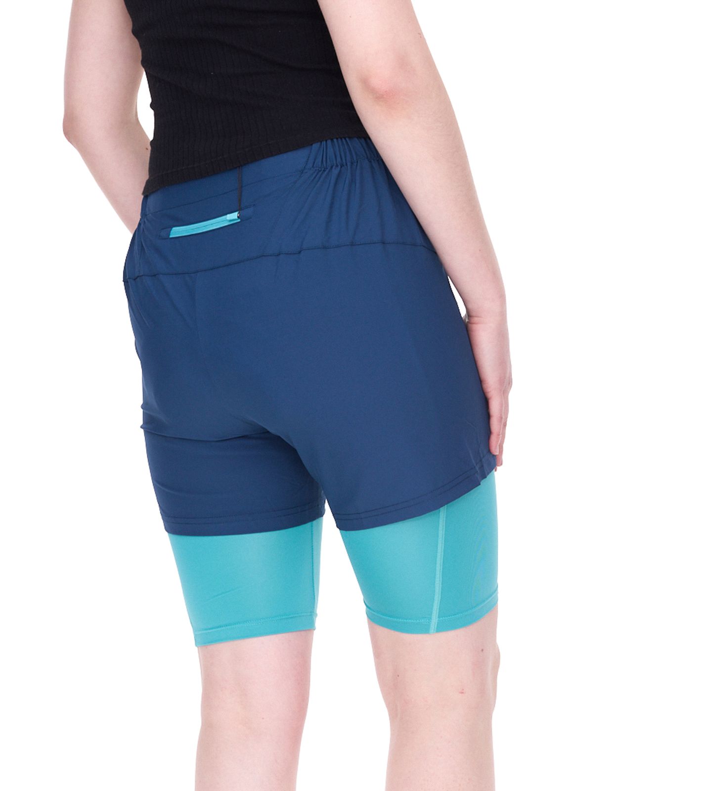 F2 Fahrrad-Hose nachhaltige Damen Mountainbike-Hose mit Sitzpad 2in1 Fahrrad-Shorts 89267667 T&uuml;rkis/Blau