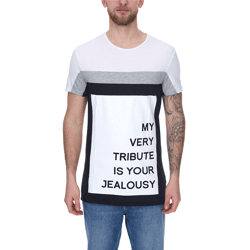 vsct My Tribute 1/2 Herren Baumwoll T-Shirt mit Statement-Print Rundhals-Shirt SS5641619 Weiß