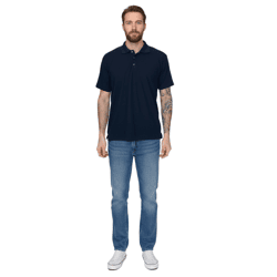 SANTINO Cws Herren schlichtes Polo-Shirt mit Baumwollanteil Kurzarm-Shirt Dunkelblau