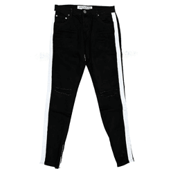 vsct Clubwear Stripe Herren Jeans mit seitlichen Streifen Denim-Hose D5642660 Schwarz/Weiß