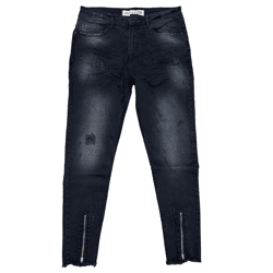 vsct Clubwear Herren Jeans im Used-Look Denim-Hose mit Reißverschluss an den Beinenden B5642803 Schwarz