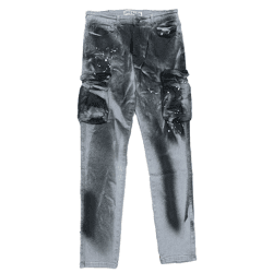 vsct Keanu Herren Slim-Fit Cargo-Hose im Destroyed-Look Denim-Jeans mit Farbspritzer D5643250 Grau