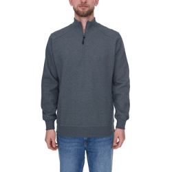 SANTINO Herren schlichter Troyer-Pullover Herbst-Pulli mit Baumwollanteil Freizeit-Pullover Grau