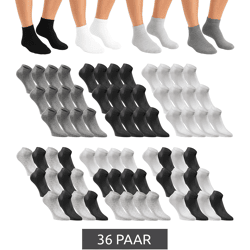 36 Paar JACK & JONES Short Sock Sneaker-Socken Sport-Strümpfe Baumwoll Quarter-Socken 12260511 in Schwarz, Grau, Weiß oder im Mix