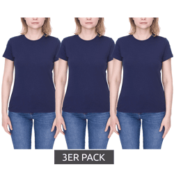 3er Pack PUMA Damen Baumwoll-Shirt T-Shirts Rundhals-Shirt Basic-Shirt 780027 05 Navy