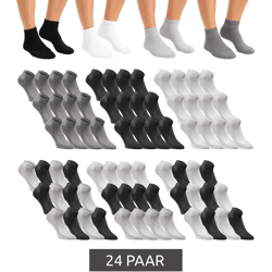 24 Paar JACK & JONES Short Sock Sneaker-Socken Sport-Strümpfe Baumwoll Quarter-Socken Sparpack 12260511 in Schwarz, Grau, Weiß oder im Mix