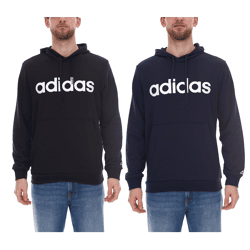 adidas Essentials French Terry Linear Logo Hoodie: Sustainable Men's Sweatshirt with Kangaroo Pocket GK9066 Blue or Black