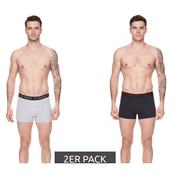 2er Pack Kappa Herren Boxershorts mit Marken Schriftzug und Logo Unterhose 351K1JW ADK Dunkelgrau/Hellgrau/Rot