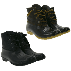 SPERRY Saltwater Damen Boots wasserdichte Stiefelette mit Echtleder und Wave-Siping-Technologie STS88108 STS91176 Schwarz oder Braun