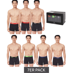 7er Pack LEVI`S Herren Boxershorts Baumwoll-Unterwäsche mit farblichen Akzenten am Bund in Geschenkbox 701225625 001 Schwarz/Grün/Blau/Rot