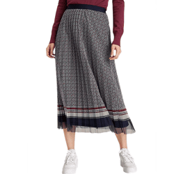 DELMAO Damen Rock stylischer Maxi-Rock Plissee-Rock mit Falten 60748663 Blau/Rot