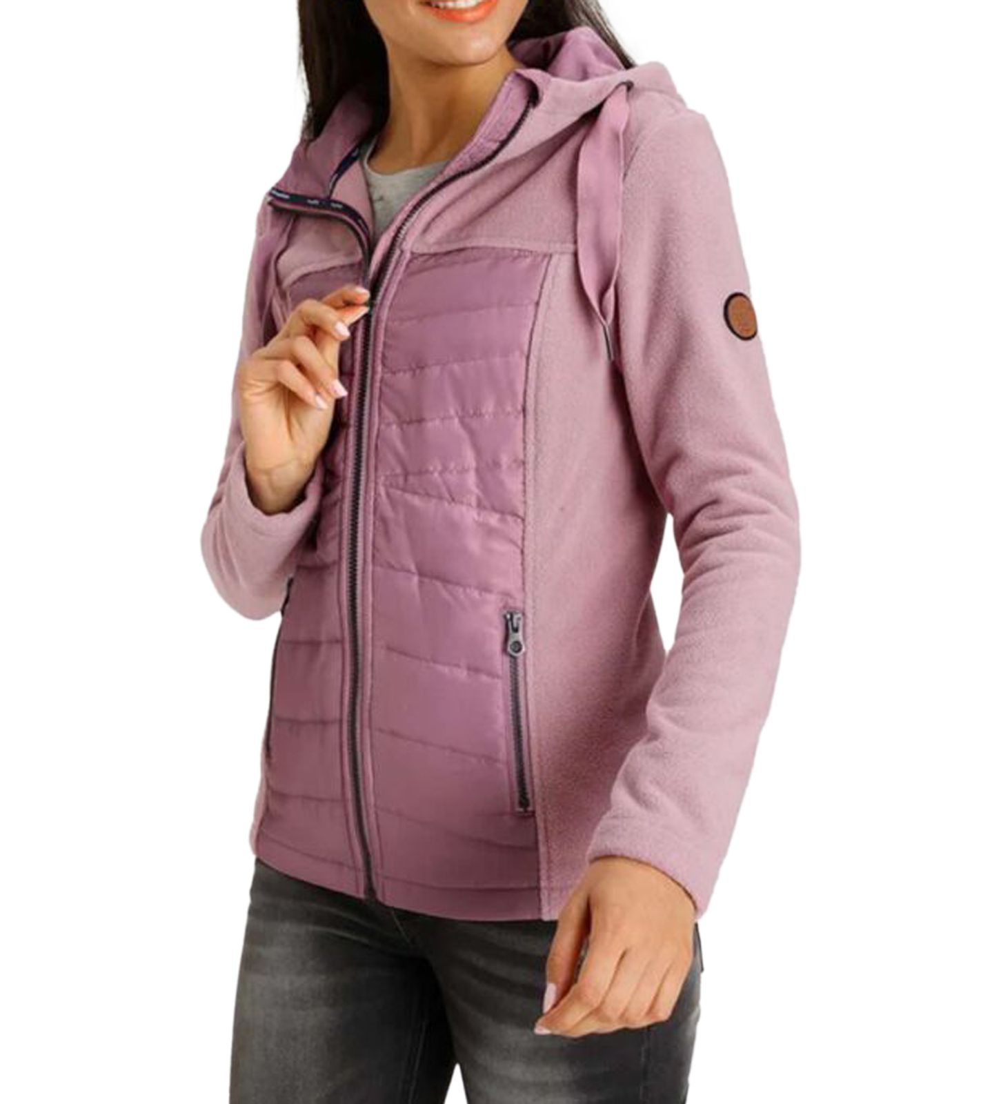 KangaROOS Damen Fleece-Jacke nachhaltige Steppjacke mit Kapuze &Uuml;bergangs-Jacke 49600062 Rosa