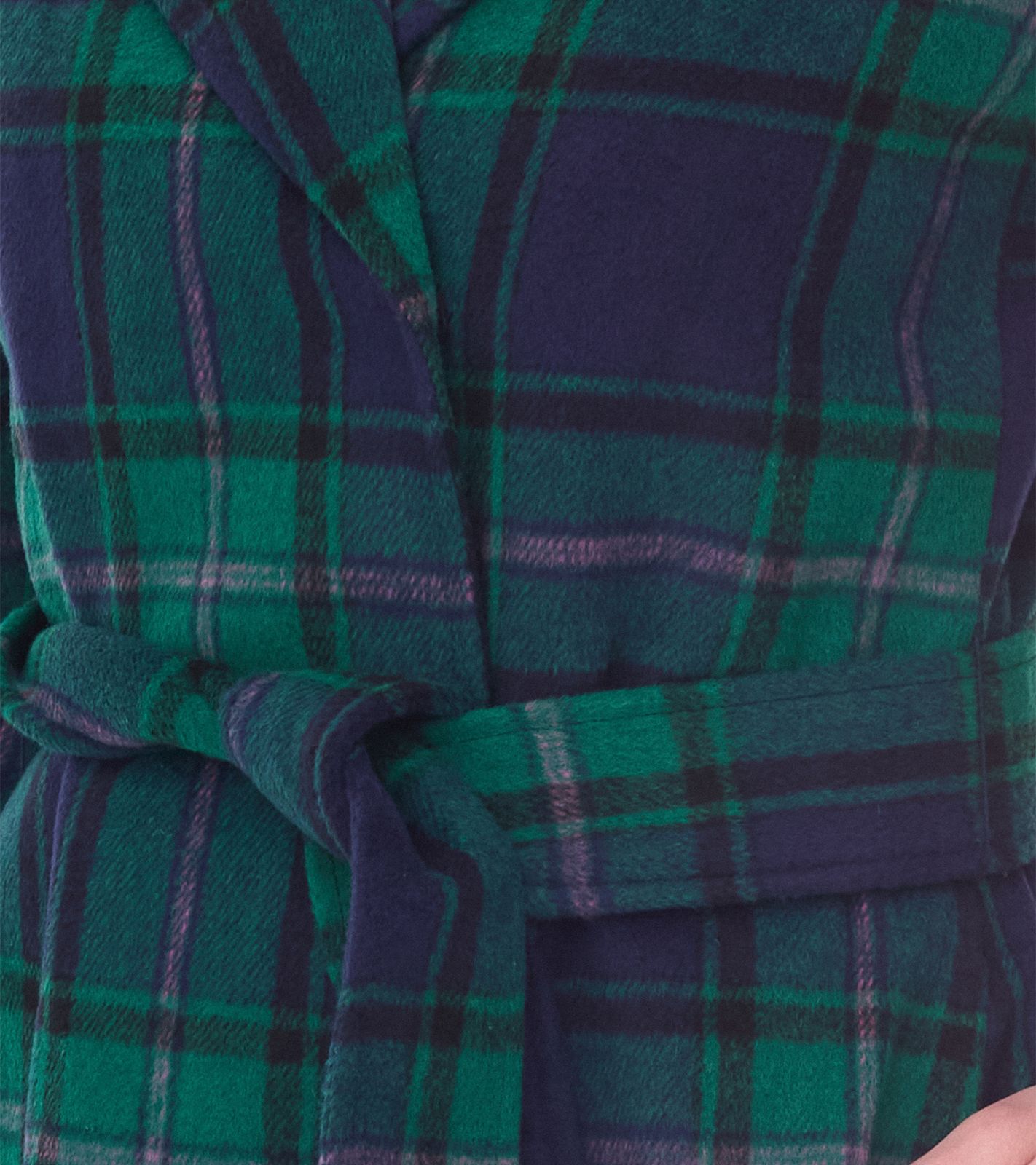 DELMAO Damen Mantel karierte Herbst-Jacke mit Reverskragen und Bindeg&uuml;rtel 17844429 Gr&uuml;n/Blau