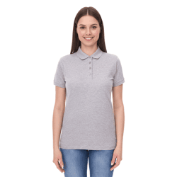 SANTINO Mathias Women's Organic Cotton Polo Shirt with 4-Button Placket, Short-Sleeve, Heathered, 180 g/m², Gray