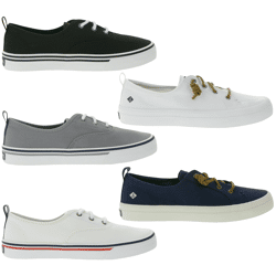 SPERRY Crest CVO oder Vibe Canvas Damen Freizeit-Sneaker mit Memory-Foam Sohle Alltags-Schuhe Schnür-Schuhe Schlupf-Schuhe Weiß, Grau, Sc