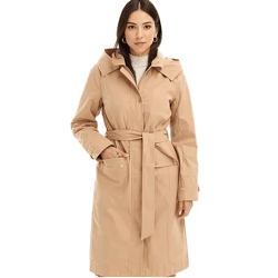 Damen zeitloser Parka-Mantel mit Kapuze Herbst-Mantel Baumwoll-Jacke 927540 Beige