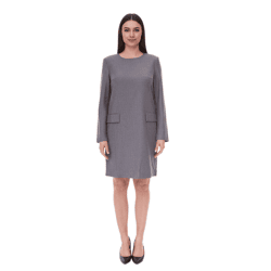 Damen nachhaltiges Kleid mit Schulterpolstern Business-Kleid mit Wollanteil Mini-Kleid 956968 Grau