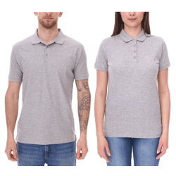 SANTINO Mathias Polo-Shirt aus Bio-Baumwolle Polo-Hemd mit 3er Knopfleiste Kurzarm-Shirt meliert 180 gr/m2 Grau