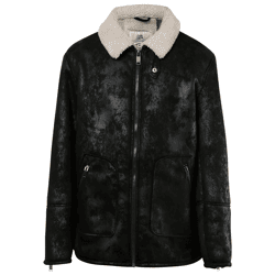 Sixth June Herren Übergangs-Jacke aus Kunstschaffell Frühjahrs-Jacke in Antik-Optik 22267 Schwarz