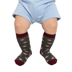 1 Paar Moustard Owl  Baumwoll-Socken mit Eulen-Allover-Print gemusterte lange Strümpfe 20S-OWL Grau/Rot/Beige