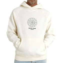 Sixth June Oversized Zodiac Signs Herren Kapuzen-Pullover Sweat-Hoodie mit Sternzeichen Print 22629 Hellbeige