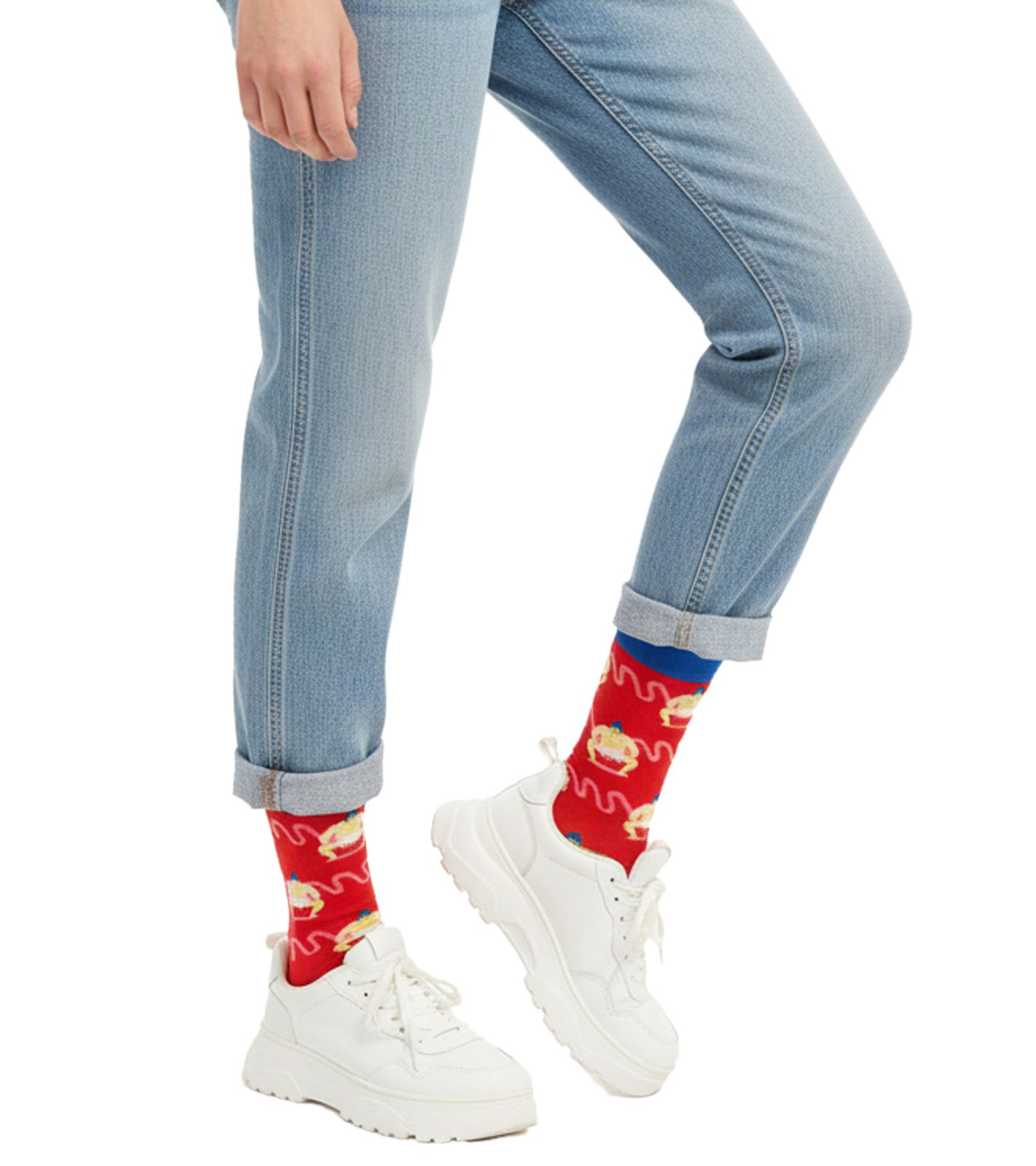 1 Paar Moustard Sumo Baumwoll-Socken mit Sumoringern gemusterte lange Str&uuml;mpfe 22S-SUMO Rot/Blau