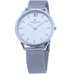 Pierre Cardin Herren Armband-Uhr analoge Quarz-Uhr mit Edelstahl-Armband 3ATM 40mm CPI.2067 Silber