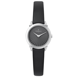 Pierre Cardin Damen Armband-Uhr schlichtes Ziffernblatt analoge Quarz-Uhr mit Leder-Armband 3ATM 27mm CPI.2510 Schwarz/Silber