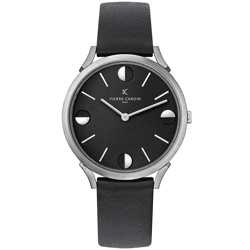 Pierre Cardin Men's Wristwatch, Analog Quartz Watch with Leather Strap, 3ATM, 40mm, CPI.2010, Black/Silver