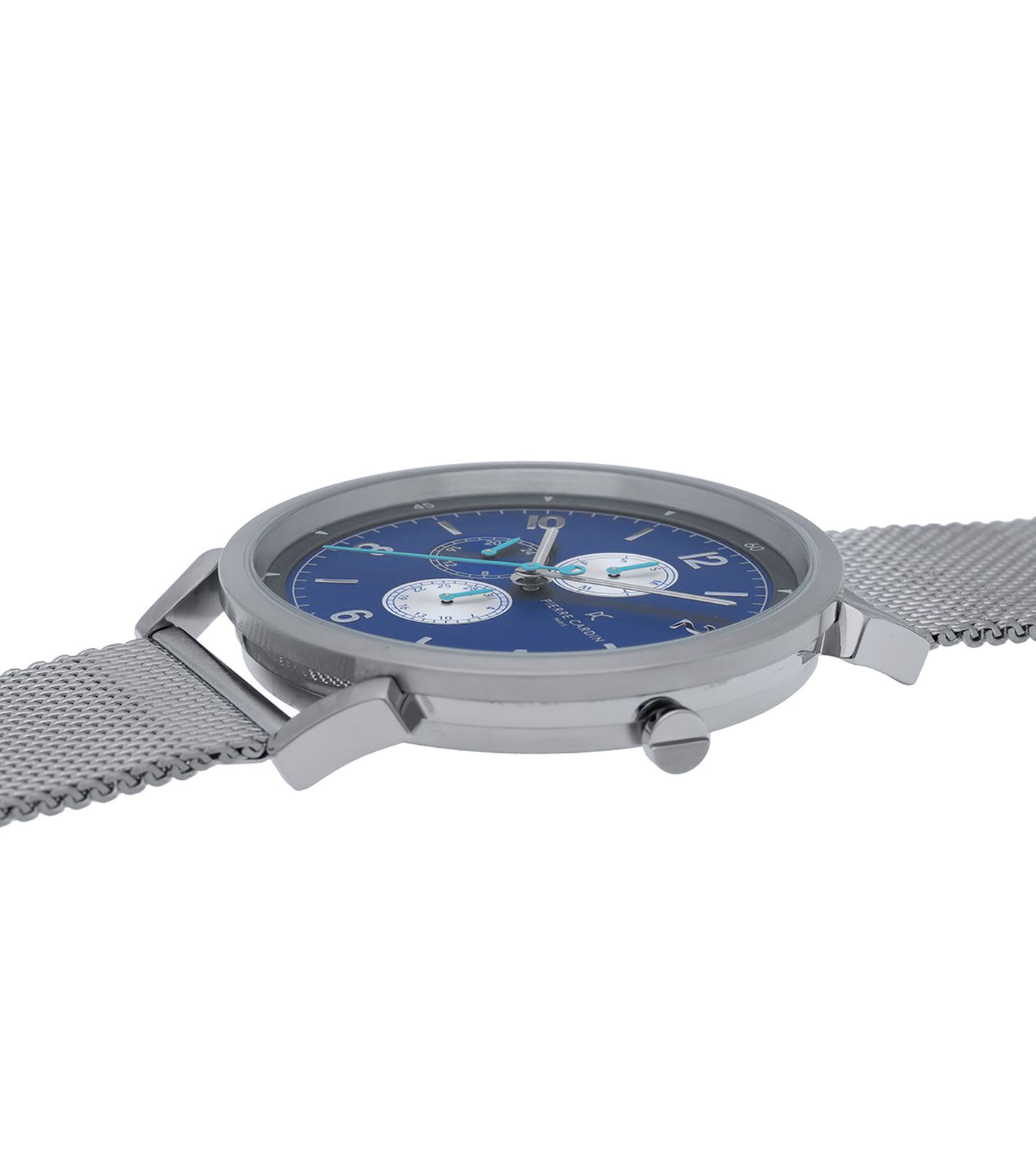 Pierre Cardin Herren Armband-Uhr mit Multi-Ziffernblatt und farblichen Akzenten analoge Quarz-Uhr mit Edelstahl-Armband 3ATM 44mm CPI.2064 