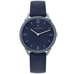 Pierre Cardin Men's Wristwatch, Analog Quartz Watch with Leather Strap, 3ATM, 40mm, CPI.2017, Dark Blue/Silver