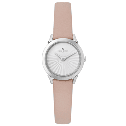 Pierre Cardin Damen Armband-Uhr Ziffernblatt analoge Quarz-Uhr mit Leder-Armband 3ATM 27mm CPI.2506 Rosa/Weiß/Silber
