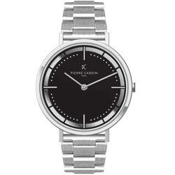 Pierre Cardin Herren zeitlose Armband-Uhr mit Faltschließe analoge Quarz-Uhr mit Edelstahl-Armband 3ATM 41mm CBV.1028 Silber