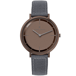 Pierre Cardin Herren Armband-Uhr analoge Quarz-Uhr mit Textil-Armband 3ATM 41mm CBV.1036 Grau/Braun
