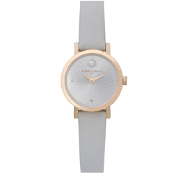 Pierre Cardin Damen Zweizeiger-Armband-Uhr Ziffernblatt mit silbernen Kreis-Details analoge Quarz-Uhr mit Leder-Armband 3ATM 27mm CCM.0506 