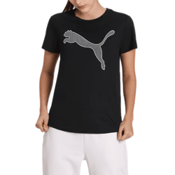PUMA Women's Lightweight T-Shirt with PUMA Logo, Short-Sleeve, Crew Neck, 585941 01, Black/White