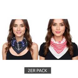2er Pack DELMAO Halstuch mit verschiedenen Mustern Alltags-Tuch 8168 3644 Weiß/Schwarz/Rot