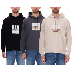 JACK & JONES Esterbro Newton Herren Kapuzen-Pullover Baumwoll-Pullover mit Originals Studio Print 12266801 Grau, Schwarz oder Beige