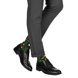 1 Paar Moustard Barcelona Herren Baumwoll-Socken mit Skyline von Barcelona Allover-Print gestreifte und gemusterte lange Strümpfe 17S-BCN 