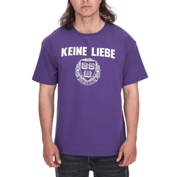 NO LOVE Men's Cotton Shirt with Brocken Heart Club Emblem T-Shirt, Crew Neck, Short-Sleeve Shirt KLTS1009 Purple/White