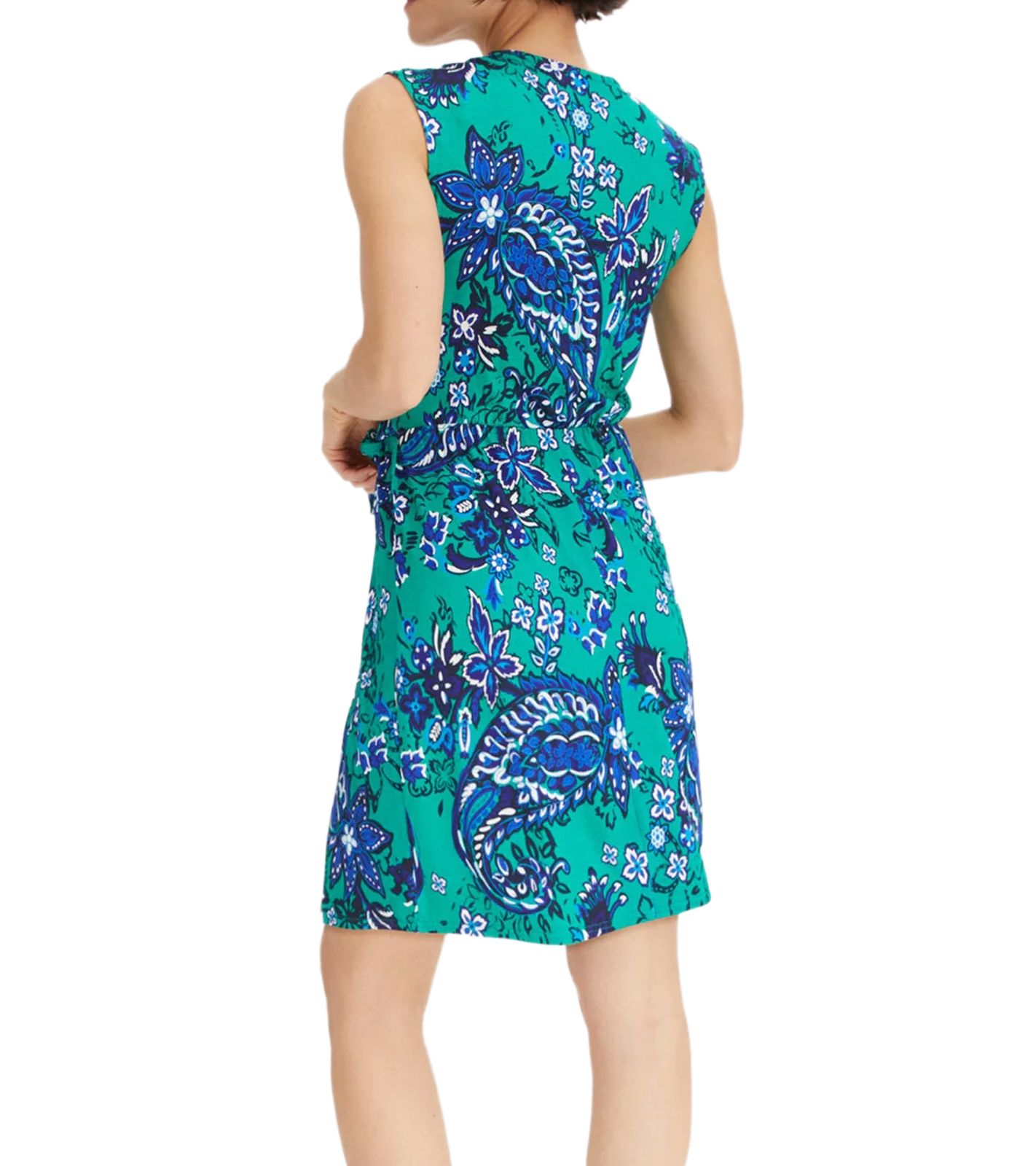 Damen Sommer-Kleid mit floralem Allover-Print Mini-Kleid Freizeit-Kleid Urlaubs-Kleid 978851 Gr&uuml;n/Blau