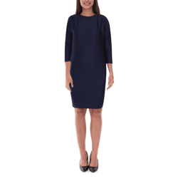 Damen Sommer-Kleid Jersey-Kleid in Ripp-Strick-Struktur mit 3/4 Arm 962523 Dunkelblau