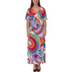 farbenfrohes Damen Sommer-Kleid Jersey-Kleid im Allover-Druck Design 933255 Bunt