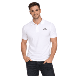 Kappa Herren Baumwoll-Polo mit kleiner Stickerei Polo-Shirt Kurzarm-Shirt Pique-Strick 303173NC A04 Weiß