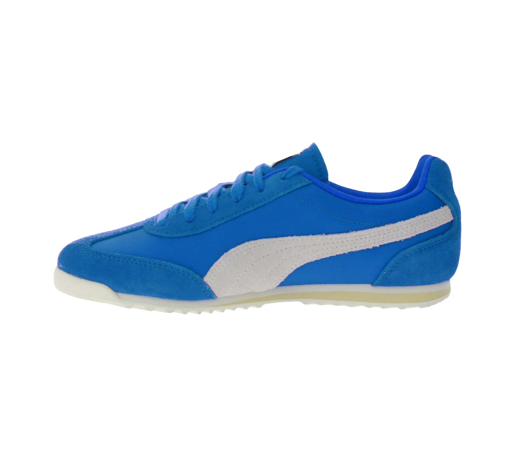 PUMA Arizona Nylon Retro-Sneaker mit Wildleder-Overlays Low-Top Schn&uuml;r-Schuhe 398682 01 Blau/Wei&szlig;