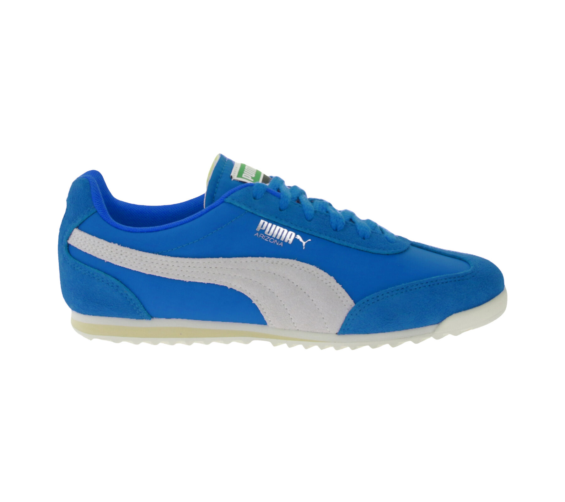 PUMA Arizona Nylon Retro-Sneaker mit Wildleder-Overlays Low-Top Schn&uuml;r-Schuhe 398682 01 Blau/Wei&szlig;
